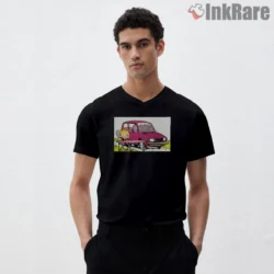 Calvin And Hobbes Cheep Car Sale Shirt on black v-neck shirt for men graphic tee