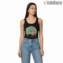 Calvin And Hobbes Cosmic Adventureland Shirt on black tank top for women graphic tee