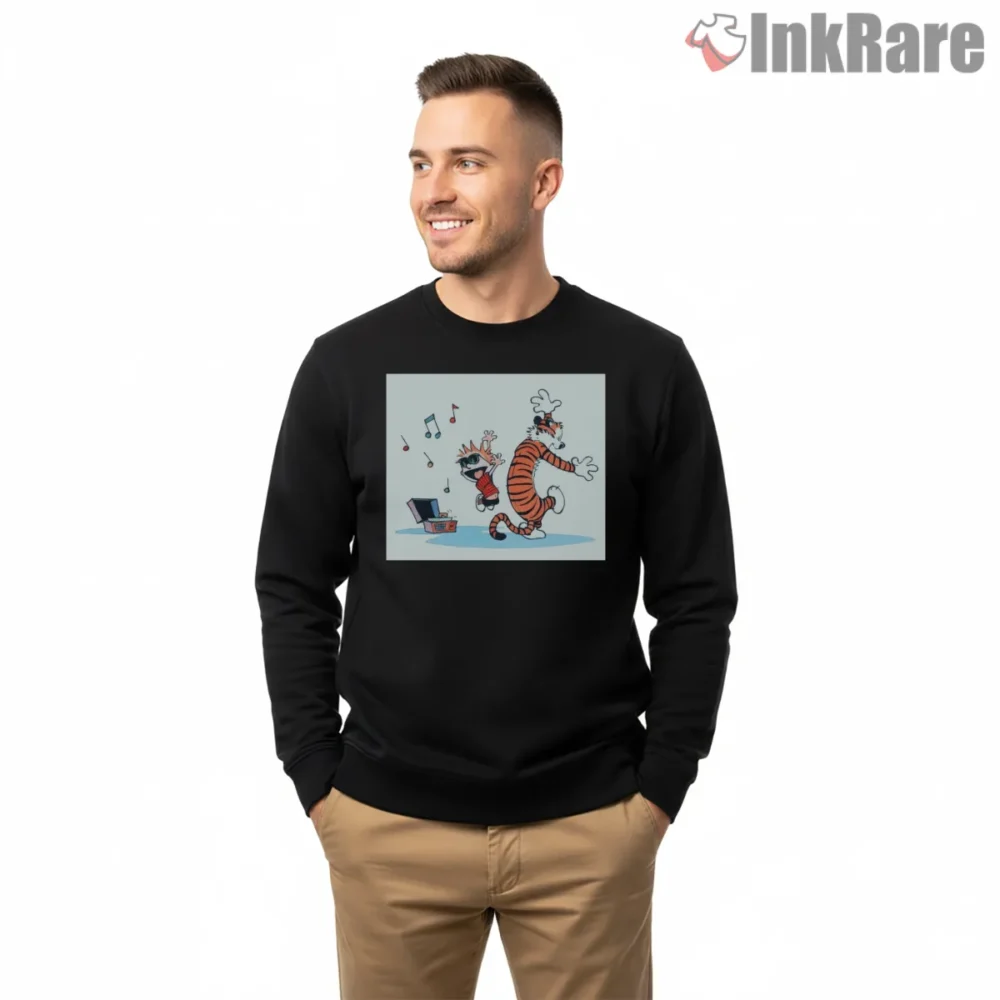 Calvin And Hobbes Groovy Music Dance Floor Shirt on graphic shirt for men graphic tee