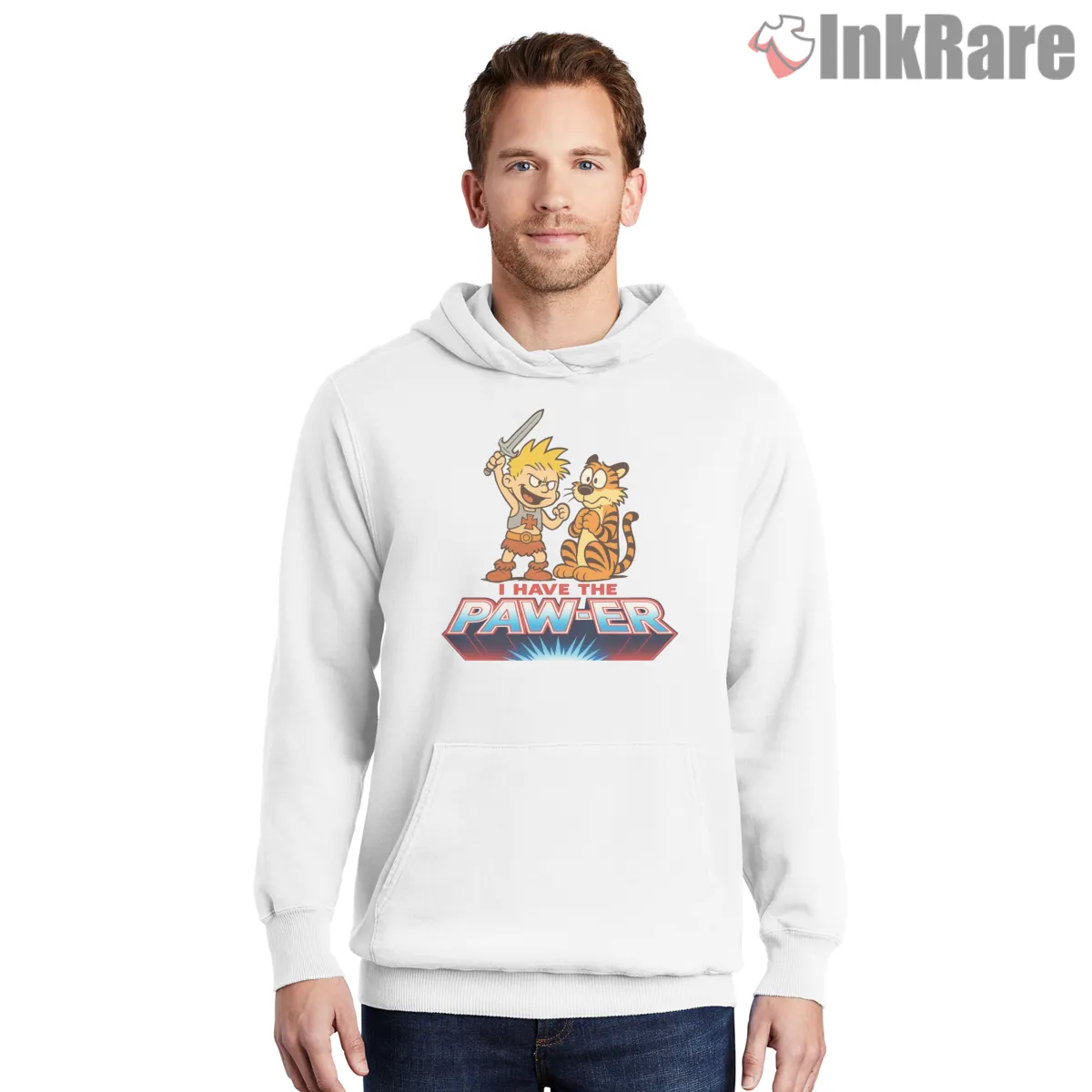 Calvin And Hobbes I Have The Pawer Mashup Shirt on white hoodie for men graphic tee