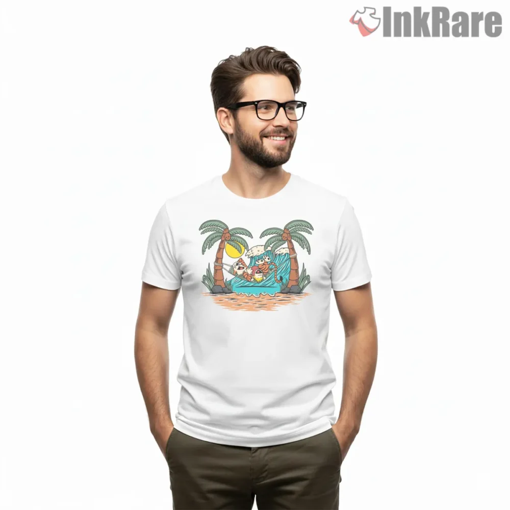 Calvin And Hobbes Island Hammock Chill Shirt on white short sleeve shirt for men graphic tee