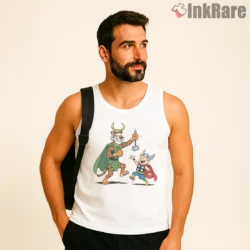 Calvin And Hobbes Loki And Thor Cosplay Shirt on white tank top for men graphic tee