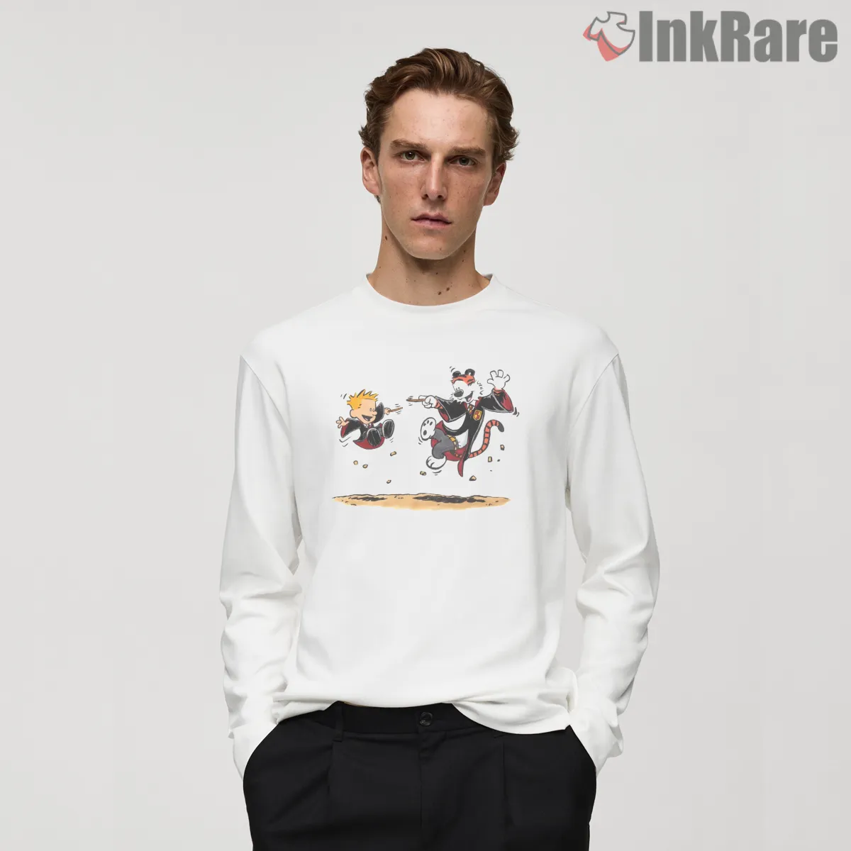 Calvin And Hobbes Magical Wizard Adventure Shirt on white long sleeve shirt for men graphic tee