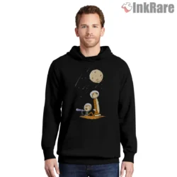 Calvin And Hobbes Moonlit Astronaut Dreams Shirt on black hoodie for men graphic tee