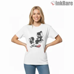 Calvin And Hobbes Retro Blues Duo Shirt on white short sleeve shirt for women graphic tee