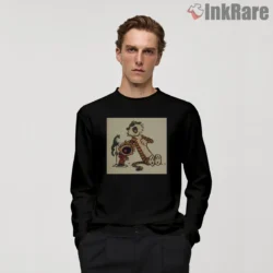Calvin And Hobbes Sepia Explorer Duo Shirt on black long sleeve shirt for men graphic tee