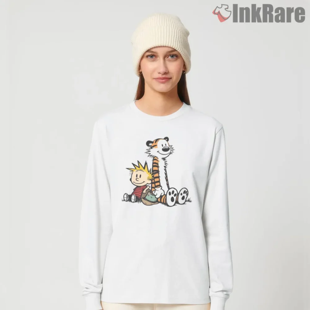Calvin And Hobbes Simple Friendship Pose Shirt on white long sleeve shirt for women graphic tee