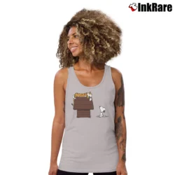 Women’s Calvin And Hobbes Sleeping On Doghouse Snoopy Tank Top in sport grey | Lightweight, Movement-Friendly