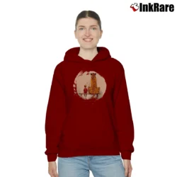 Women’s Calvin And Hobbes Thomas Tiger Bench Cozy Hoodie in maroon | Warm, Structured, Stylish
