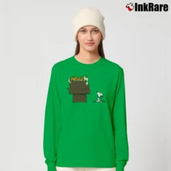 Women’s Calvin And Hobbes Tiger On Doghouse Snoopy Long-Sleeve Top in irish green | Sleek, Versatile, All-Season