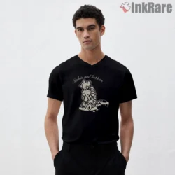 Calvin And Hobbes Vintage Forever Friends Shirt on black v-neck shirt for men graphic tee