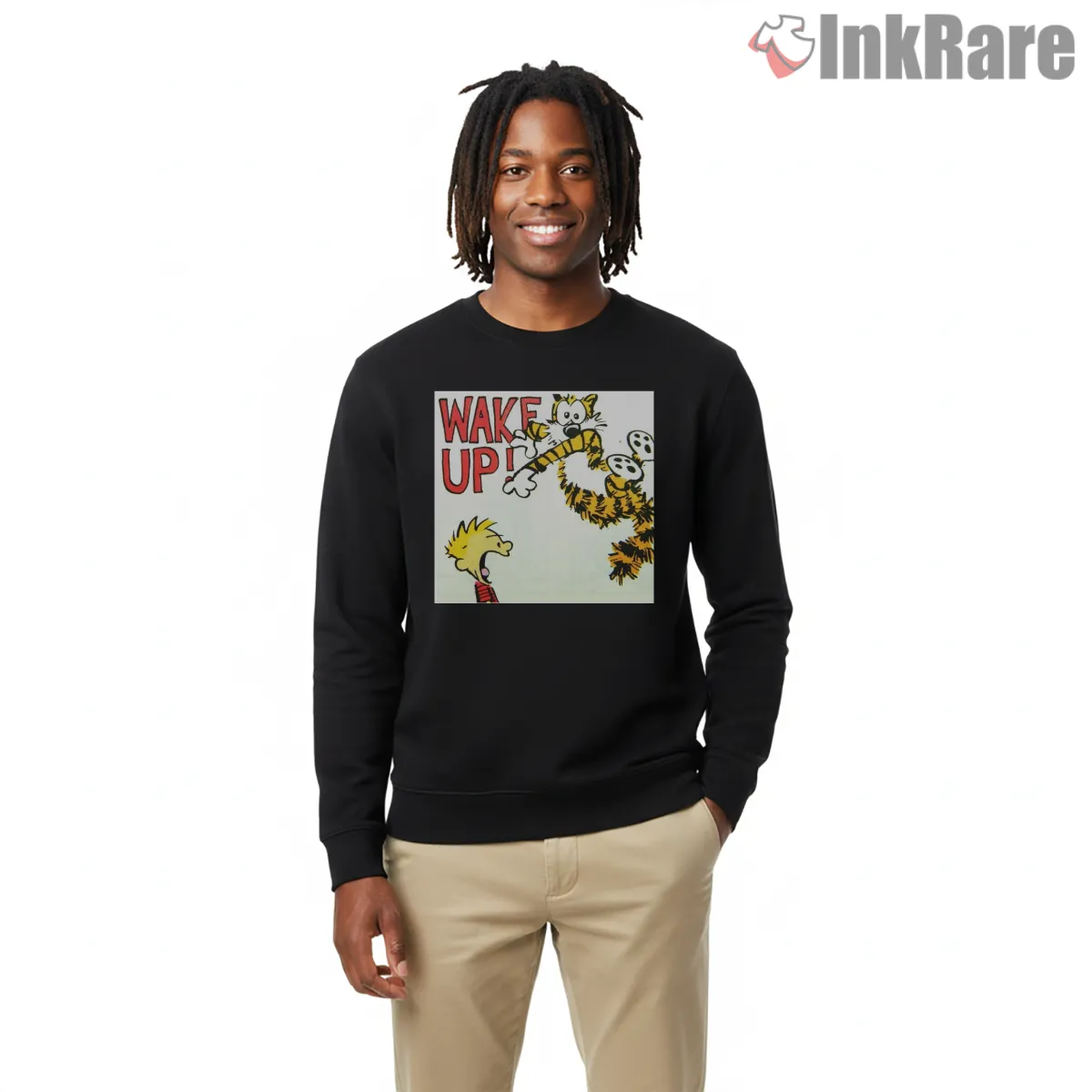 Calvin And Hobbes Wake Up Tiger Tackle Shirt on graphic shirt for men graphic tee