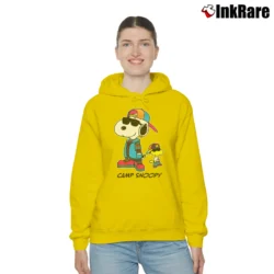 Women’s Camp Snoopy And Woodstock Peanuts Classic Cozy Hoodie in yellow | Warm, Structured, Stylish