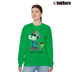Women’s Camp Snoopy And Woodstock Peanuts Classic Relaxed Sweatshirt in irish green | Soft, Laid-Back Vibe