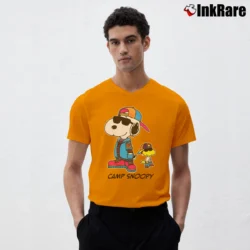 Men’s Camp Snoopy And Woodstock Peanuts Classic V-Neck Tee in orange | Sharp, Breathable, Everyday Staple