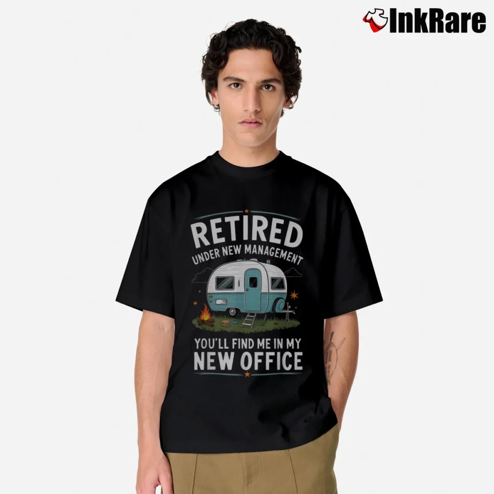 Men’s Camping Retired Under New Management Classic T-Shirt in black | Soft, Breathable Everyday Wear