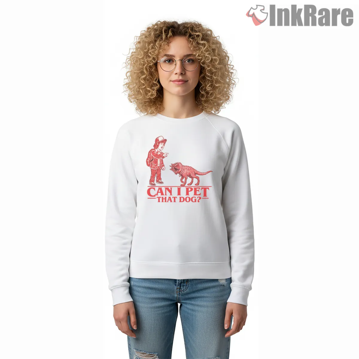 Can I Pet That Dog Demodog Meme Shirt on graphic shirt for women graphic tee