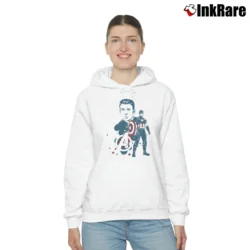 Women’s Captain America Avengers Featuring Chris Evans Cozy Hoodie in white | Warm, Structured, Stylish