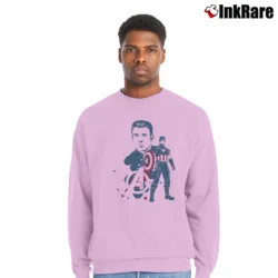 Men’s Captain America Avengers Featuring Chris Evans Crewneck Sweatshirt in light pink | Cozy Fabric, Clean Style