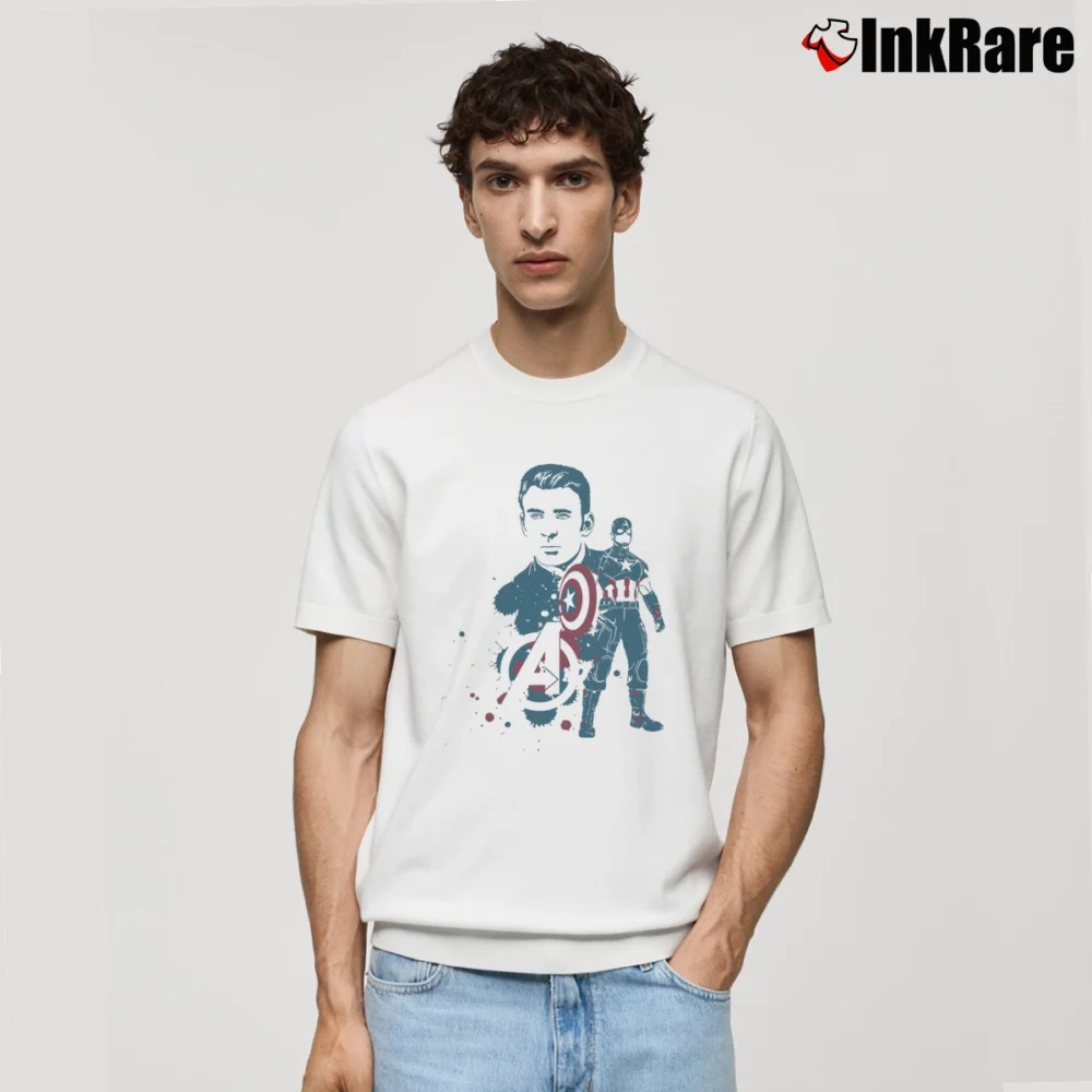 Men’s Captain America Avengers Featuring Chris Evans Classic T-Shirt in white | Soft, Breathable Everyday Wear