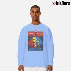 Men’s Captain America Civil War Collector Corps Long-Sleeve Shirt in light blue | Sleek, Lightweight, Year-Round Wear