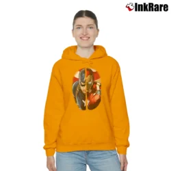 Women’s Captain America Civil War Iron Man Two Face Cozy Hoodie in orange | Warm, Structured, Stylish