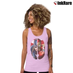 Women’s Captain America Civil War Iron Man Two Face Tank Top in light pink | Lightweight, Movement-Friendly