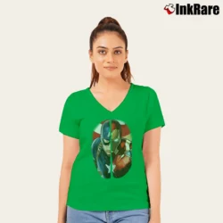 Women’s Captain America Civil War Iron Man Two Face V-Neck Tee in irish green | Chic Neckline, Soft Texture