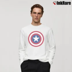 Men’s Captain America Distressed Shield Logo Tank Long-Sleeve Shirt in white | Sleek, Lightweight, Year-Round Wear