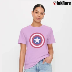 Women’s Captain America Distressed Shield Logo Tank Signature T-Shirt in light pink | Soft, Flattering Fit