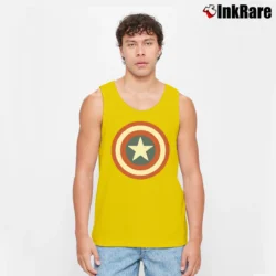 Men’s Captain America Distressed Shield Logo Tank Tank Top in yellow | Breathable, Active-Friendly Design
