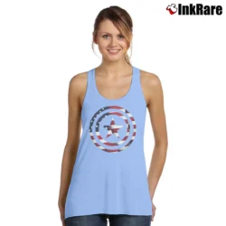 Women’s Captain America Flag Shield Comic Tank Top in light blue | Lightweight, Movement-Friendly