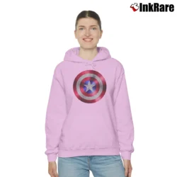 Women’s Captain America Graphic Cozy Hoodie in light pink | Warm, Structured, Stylish