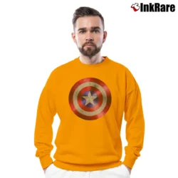 Men’s Captain America Graphic Crewneck Sweatshirt in orange | Cozy Fabric, Clean Style