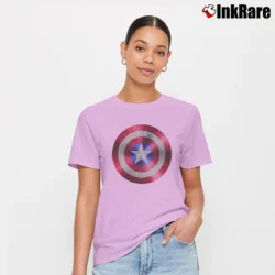 Women’s Captain America Graphic Signature T-Shirt in light pink | Soft, Flattering Fit