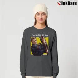 Women’s Captain America I Can Do This All Day Quote Long-Sleeve Top in charcoal | Sleek, Versatile, All-Season