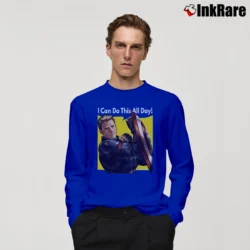 Men’s Captain America I Can Do This All Day Quote Long-Sleeve Shirt in royal blue | Sleek, Lightweight, Year-Round Wear