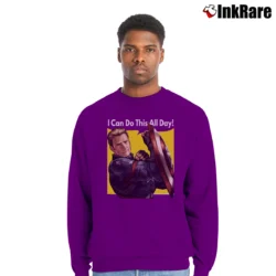 Men’s Captain America I Can Do This All Day Quote Crewneck Sweatshirt in purple | Cozy Fabric, Clean Style