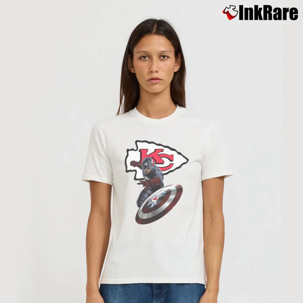 Women’s Captain America Kansas City Chiefs NFL Signature T-Shirt in white | Soft, Flattering Fit