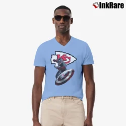 Men’s Captain America Kansas City Chiefs NFL V-Neck Tee in light blue | Sharp, Breathable, Everyday Staple