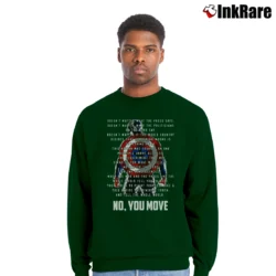 Men’s Captain America No You Move Quote Crewneck Sweatshirt in forest green | Cozy Fabric, Clean Style