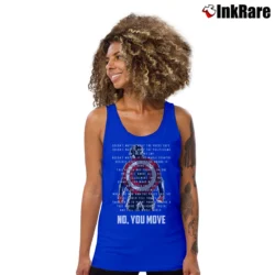 Women’s Captain America No You Move Quote Tank Top in royal blue | Lightweight, Movement-Friendly