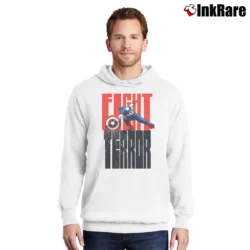 Men’s Captain America Patriot Day Fight Terror Pullover Hoodie in white | Cozy, Durable, Modern Fit