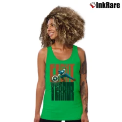 Women’s Captain America Patriot Day Fight Terror Tank Top in irish green | Lightweight, Movement-Friendly