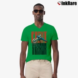 Men’s Captain America Patriot Day Fight Terror V-Neck Tee in irish green | Sharp, Breathable, Everyday Staple