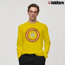 Men’s Captain America Shield Distressed Graphic Long-Sleeve Shirt in yellow | Sleek, Lightweight, Year-Round Wear