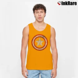 Men’s Captain America Shield Distressed Graphic Tank Top in orange | Breathable, Active-Friendly Design