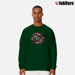 Men’s Captain America Shield Glitch Graphic Long-Sleeve Shirt in forest green | Sleek, Lightweight, Year-Round Wear