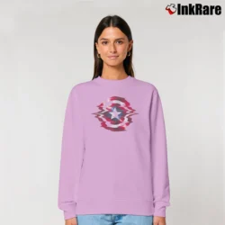 Women’s Captain America Shield Glitch Graphic Relaxed Sweatshirt in light pink | Soft, Laid-Back Vibe