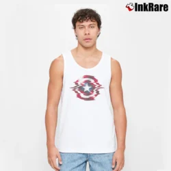 Men’s Captain America Shield Glitch Graphic Tank Top in white | Breathable, Active-Friendly Design